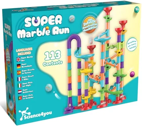 Science4you Super Circuito de Canicas para Niños - Juego con Canicas Incluidas, Marble Run + 113 Piezas, Juguetes Educativos Stem, Regalo para Niño y Niña 3+ años