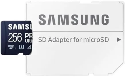 Samsung PRO Ultimate Tarjeta de Memoria MicroSD con Adaptador SD, 256 GB, 200 MB/s y 130 MB/s, UHS-I, C10, U3, V30, A2, 4K UHD, Apta para Smartphone, Tablet, GoPro, DJI Dron, Steam Deck (MB-MY256SA)
