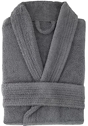NH NOVOTEXTIL HOGAR Albornoz de baño de Algodón cardado sin capucha. 100% Algodón premium Densidad 450gr. Tejido ultra suave y absorbente. Tamaños S, M, L, XL y XXL (XL, Gris)