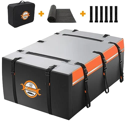 Sailnovo Cofre Techo Coche 580L - Bolsa Impermeable Plegable 1000D PVC Con 10 Correas, 6 Ganchos Para Puerta Y Alfombrilla Antideslizante, Para Coche Con/Sin Barras Portaequipajes, Viajes Y Transporte