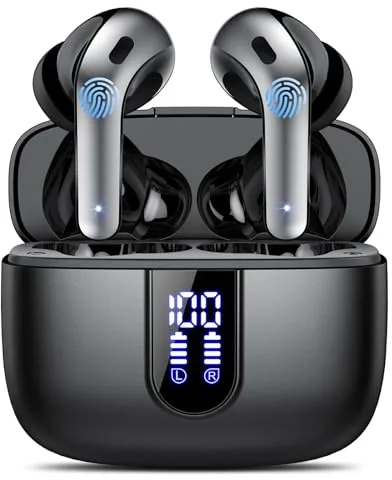 Auriculares Inalámbricos Bluetooth, Auriculares Bluetooth 5.3, 4 Mic con Reducción de Ruido ENC, 50H con Graves, Cascos Inalambricos Bluetooth IP7 Impermeable, Carga Rápida USB-C, Ajuste Cómodo