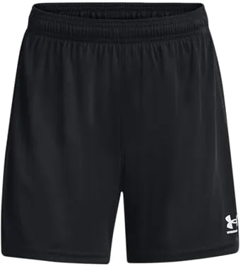 Under Armour Challenger Knit Short Pantalones cortos de mujer, ligeros pantalones cortos deportivos para correr o jugar al fútbol, color negro/blanco
