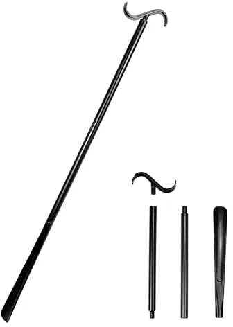 QWORK® Calzador de mango largo, ayudas para vestirse de 88 cm para calcetines, zapatos, pantalones y blusas