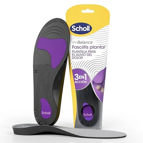 Scholl In-Balance Plantillas Ortopédicas para Hombre y Mujer - Plantillas Fascitis Plantar, Dolor de Talón y Metatarsalgia, Soporte del Arco, Pies Planos y Espolón Calcáneo, Talla M 40-42