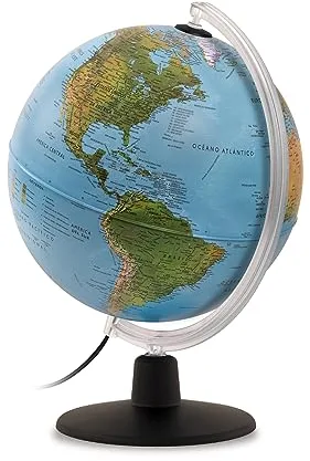 Tecnodidattica - GAIA 25 AR | Globo Terráqueo con Luz y Giratorio para Niños | Realidad Aumentada con Datos sobre Naturaleza y Cultura | Cartografía Física y Política | Diámetro de 25 cm I Español