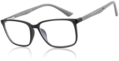 ZENOTTIC Gafas de Lectura para Hombre - Filtro de Luz Azul Presbicia Montura Quadrada - Bisagras de Resorte Anti-Reflejantes para Computadora Negro 2 x