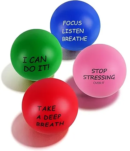 Ainiv 4Pz Motivacional Pelota Antiestrés Stress Ball Fidget Toys, Squishy Pack Pelota Antiestres Adultos Mano, Bolas de Estrés, Pelotas de Espuma, Juguetes Antiestres Niños Adultos, Bola Antiestres
