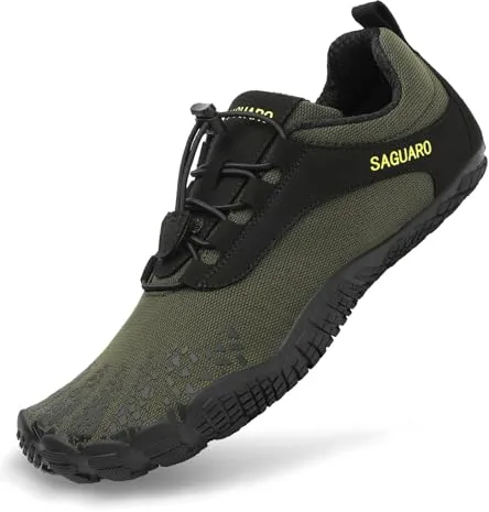 SAGUARO Zapatos Barefoot Hombre Minimalista Zapatillas Five Fingers Mujer Gym Shoes Men Trail Running Adulto Verde 41