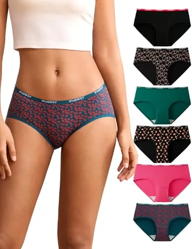 INNERSY Bragas Algodon Mujer Suave Braga Culotte Cintura Baja Ropa Interior Deportiva Pack de 6 (M, 3 Estampados+3 Colores Lisos)