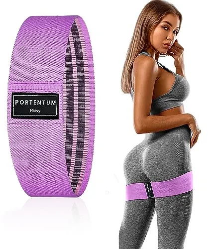 PORTENTUM 1 Unidad Fuerte de Gomas Elastica musculacion, Bandas elasticas Fitness Antideslizantes de Tela para Crossfit, Yoga, Glúteos y Otros Deportes – Incluye Video