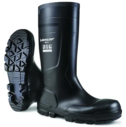 DUNLOP Work-It S5 – Botas de trabajo para hombre y mujer- Impermeables con puntera de acero y suela antideslizante – Negras – Tallas 35–50