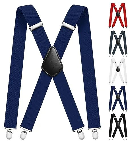 Aomig Tirantes para Hombre, 35mm Ancho con Clips Extra Fuerte, Elegante Retro X Forma Adjustable, Accesorio Traje de Business Fiesta Boda