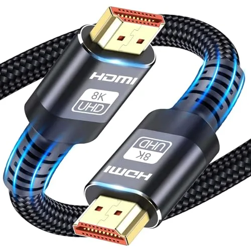 ATETEO Cable HDMI 10K 8K 2.1, 2M Ultra HD Cable de alta velocidad 48Gbps, cables HDMI (8K @60Hz 7680x4320, 4K @120Hz) Soporta HDR dinámico, eARC, Dolby Atmos y más