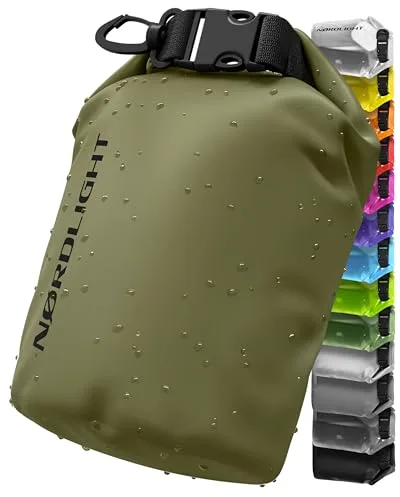 Nordlight Bolsa Estanca Impermeable - (2L, Verde Oliva) Dry Bag con Cierre Enrollable y Correa para Hombro | Mochila Impermeable, Mochila Estanca | Playa, Piscina, Kayak, Stand Up Paddling