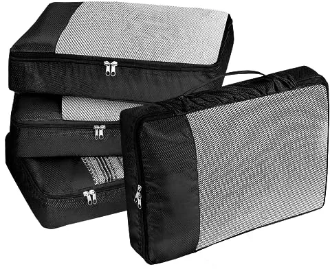 Organizador Maleta Bolsas Organizadoras Maleta Organizador de Maletas Organizador Maleta para Bolso Bolsas Organizadores para Maletas para la Ropa Zapatos Ropa Interior 4 Piezas Negro