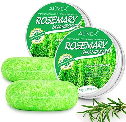 Barra de champú sólido de romero, 2 unidades, jabón para el cabello, anticaspa y control de aceite, pelo de jabón sólido contra la caída del cabello para estimular el crecimiento del cabello (barra de