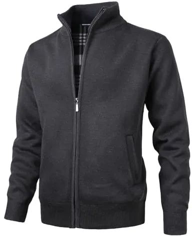 Herothorn Cárdigan de Punto Cremallera cálido suéter Forro Polar para Hombre Chaqueta Jersey de Manga Larga suéter Grueso Completa y Cuello Alto cálido JerséIs Rebeca Sueltos Acolchado