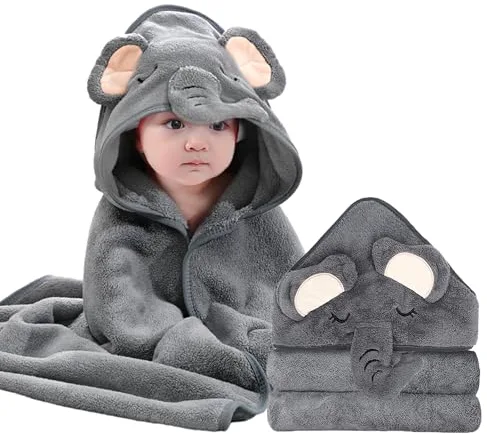 1 Piezas Toalla de baño con capucha para bebé, toalla de baño de bambú orgánico, toalla con capucha, suave y súper absorbente, lavable a máquina, toallas de baño para niños pequeños, 0-3 años