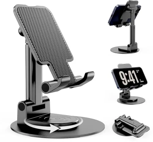 BHHB Soporte Móvil, suporte telemovel Mesa Ajustable Soporte Móvil Mesa para Teléfono para iPhone 14/13 /12 /X / 8 Plus, iPad Mini, Huawei, Galaxy S6/S7/S8 - Negro