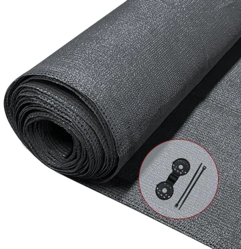 VOUNOT® Malla Sombreo y Ocultación 1.5×10m, Valla Privacidad HDPE Protección UV, Red de Sombra con Clips y Bridas, para Jardín, Huerto, Balcón, Antracita