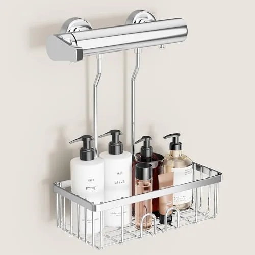 Cesta de ducha colgante, no requiere taladrar, guardar champú o jabón, acero inoxidable SS304, 30 x 13 x 8,5 cm