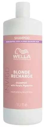 Wella Professionals INVIGO BLONDE RECHARGE Champú - Reaviva y Mantiene el Tono Rubio Frío - Elimina los Reflejos Amarillentos, 1L