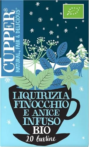 Cupper - 20 Bolsitas de Infusiones Ecológicas con Regaliz dulce, Hinojo y Anís - Apto para Veganos