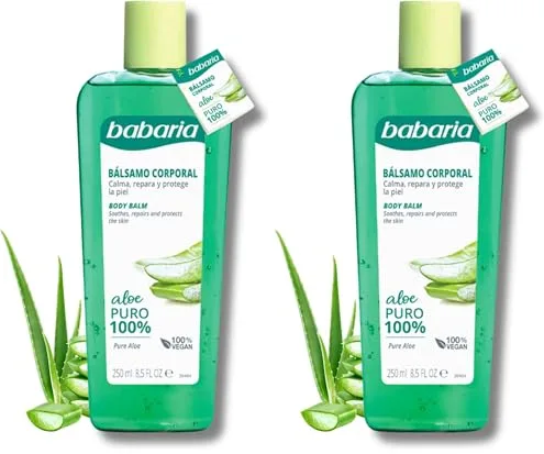 Babaria - Crema Hidratante Corporal Con Aloe Vera Puro | Crema Aloe Vera 100 Puro 250ml | Crema Hidratante Hombre Y Mujer | Crema Cuerpo Hidratante Textura Ligera (Paquete de 2)
