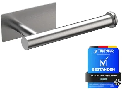 Ibergrif MK34052 Portarrollos Baño Autoadhesivo, Soporte Colgador, Acero Inoxidable, Redondo, Cepillado