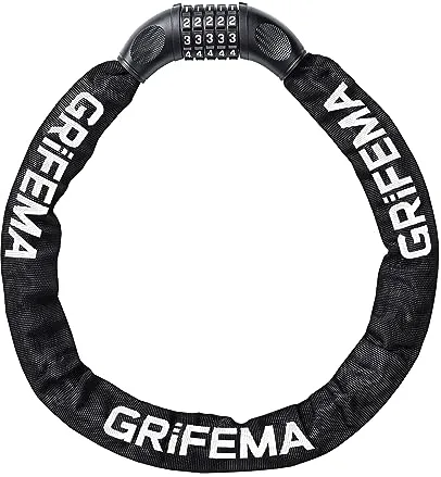 GRIFEMA, GAK1201-9 Candado de Bicicleta Antirrobo, Candado de Cadena con Combinación de 5 Dígitos para Bicicletas, Motos, Scooters, 90cm, Negro
