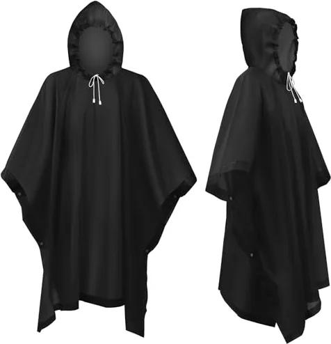 flintronic 2PCS Chubasqueros Impermeable, Poncho de Lluvia Reutilizable con Capucha, Ligero y Impermeable Poncho, para Viajes y Exteriores, para Hombre Mujer