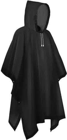 flintronic Poncho de Lluvia Impermeable con Capucha, Reutilizable y Ligero para Viajes y Exteriores - para Hombre y Mujer