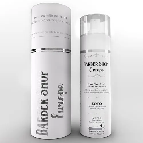 Spray Fijador Fibras Capilares 200 ml - Laca Sin Gas Ecologica Enriquecida con Aceite de Ricino - Spray Fijador Pelo Hombre y Mujer Concentrado - Laca Pelo Profesional para Fijar Fibra Capilar.