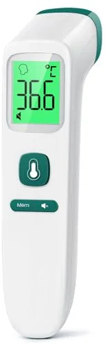 Viproud Termometro digital para fiebre para bebés, niños y adultos, Termometro bebe infrarrojo sin contacto para la Termómetro frente,con mediciones precisas instantáneas,alarma de fiebre (verde)