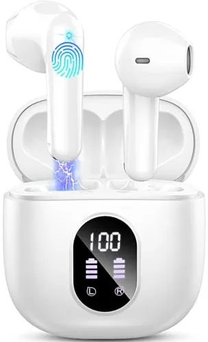 Auriculares Inalambricos, Auriculares Bluetooth 5.4 HiFi Estéreo, 50H Cascos Inalambricos Bluetooth con 4 HD Mic,2024 Audifonos Inalambricos Cancelacion de Ruido ENC/Pantalla LED/IP7 Impermeable/USB-C