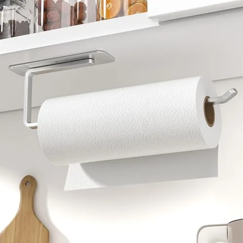 Portarrollos Papel Cocina – Ambos Disponibles en Adhesivo y perforación - Plateado Porta Rollos de Papel Cocina para Montaje en Pared - Aluminio mejoradosoporte Papel Cocina
