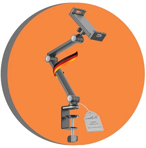 PureMounts® Soporte de Mesa para Tableta, tabletas de 4,7" a 12,9", Giratorio 360°, Capacidad de Carga de hasta 1 kg, Almohadilla de Silicona, Negro