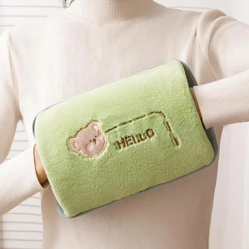 Bolsa Agua Caliente Electrica con Bolsillos,Portatil Bolsa de Agua Caliente Peluche,Hot water bottle Electrico, Ahorro de Energía,Más Cálida Para Manos,Cuerpo,Calentador de Vientre
