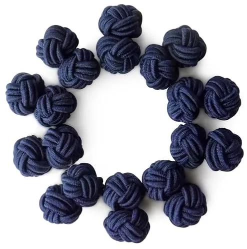 HONEY BEAR Gemelos de Nudo de Seda Tejidos 5 Pares para Hombre/Mujer Camisa/Vestido Decoración(Azul marino sin caja)