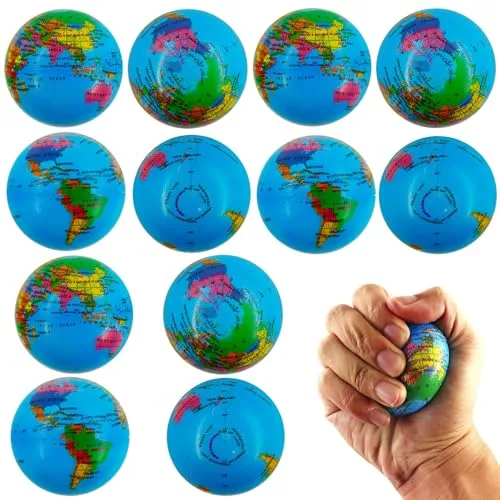 Bolas Antiestres 12 Piezas, Stress Ball Globe, Pelota Antiestrés, Pelotas Sensoriales, Juguetes para Aliviar el Estrés, Balones de Fútbol Pequeños, Balones Antiestrés para Niños y Adultos