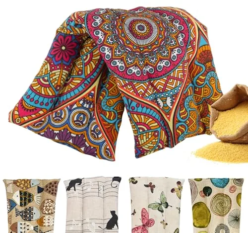 Saco Termico Semillas para Microondas - Bolsa Semillas Calor Microondas - Cojin de Semillas para Microondas - Sin Aroma - Relleno de Semillas de Mijo Ecológico - Fabricado en España 45x14cm