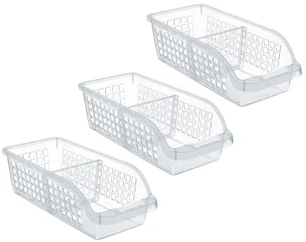Friendjia 3 Piezas Organizador para refrigerador: cajón para verduras de grado alimenticio, organizador transparente sin BPA para cocina, refrigerador y otros organizadores(Con Partición)