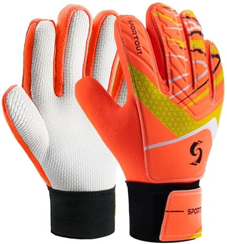 Sportout Guantes de portero para niños y jóvenes, guantes de portero de fútbol, guantes de fútbol, doble protección, portabilidad, gran agarre