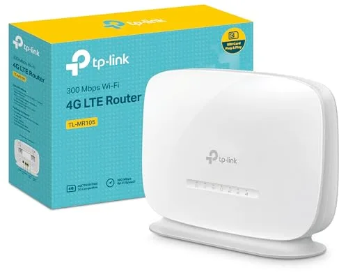 [2024 Nuevo] TP-Link TL-MR105| Router 4G LTE (Cat 4), Router 3G/4G Velocidad de Red hasta 300Mpbs, MicroSim, Puerto Ethernet LAN/WAN, Antena Desmontable, Plug&Play