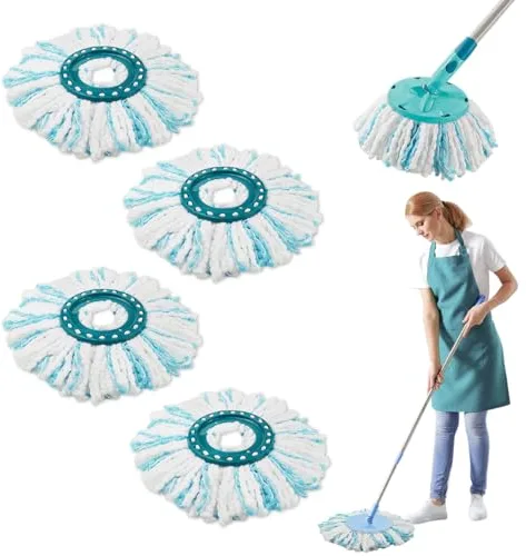 Suevut 4 Piezas para Leifheit Clean Twist Disc Mop Ergo Kit, Sistema de 2 Fibras para Leifheit Recambio para Mopa, per Todo Tipo de Suelos