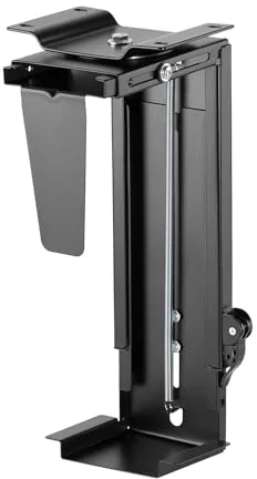 AISENS Soporte Giratorio y Altura Personalizable para CPU por Debajo de Escritorio con Mango de Bloqueo Fácil Negro