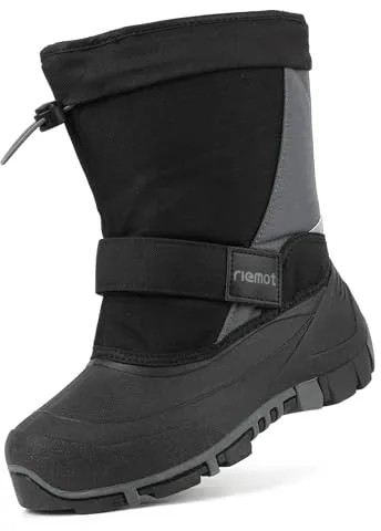 riemot Botas Nieve Niños Niña, Antideslizantes Unisex Niño Descansos Nieve, Cálidas e Impermeables Botas Invierno Niño, Gris, 36 EU