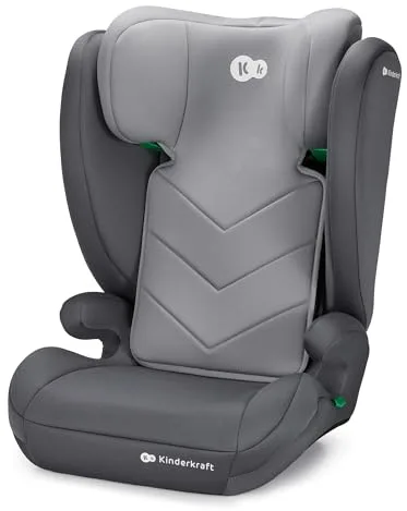 Kinderkraft I-SPARK Silla de coche, i-Size, para bebé, Grupo 2/3 100-150 cm, de 3,5 a 12 años, de 15 a 36 kg, ligera (4,5 kg), cinturón de seguridad de 3 puntos, Protección lateral, Gris