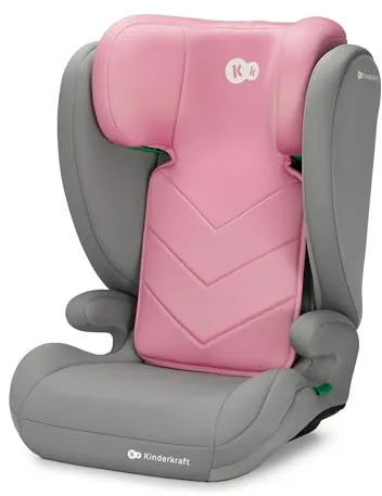 Kinderkraft I-SPARK Silla de coche, i-Size, para bebé, Grupo 2/3 100-150 cm, de 3,5 a 12 años, de 15 a 36 kg, ligera (4,5 kg), cinturón de seguridad de 3 puntos, Protección lateral, Rosa