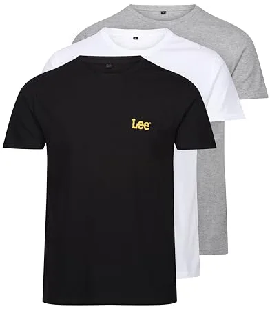 Lee Hombres Camiseta de Cuello Redondo Negro/Gris/Blanco Paquete de 3 Medio